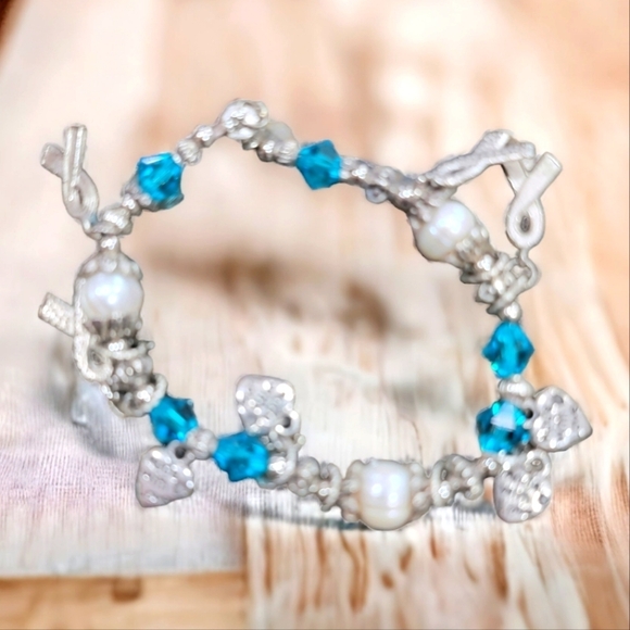Blue and Silver Cancer Sucks Bracelet - Picture 1 of 4